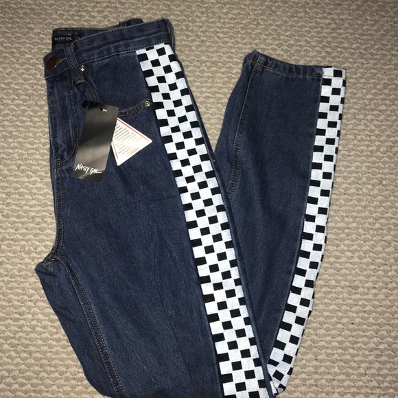 checkered mom jeans